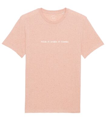 T-shirt en coton biologique avec slogan Face It When It Come - Rose Neppy 6-8