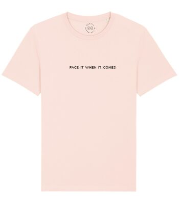 T-shirt en coton biologique avec slogan Face It When It Come - 2X Large (UK 24) - Candy Pink 24