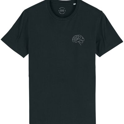 Camiseta de algodón orgánico con estampado de cerebro - Negro 6-8