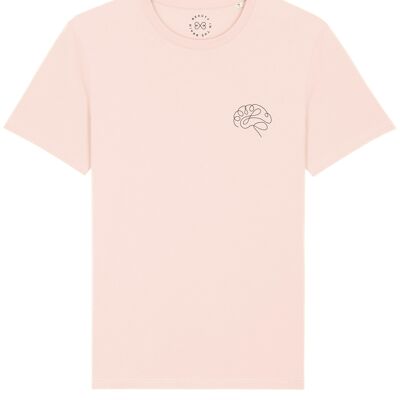 Camiseta de algodón orgánico con estampado de cerebro - Rosa caramelo 6-8