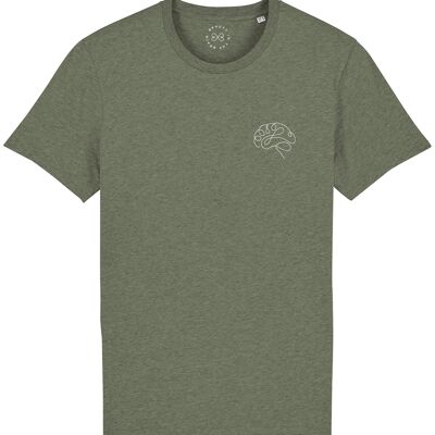 T-shirt in cotone organico con stampa del cervello - Kaki 6-8