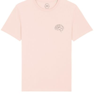 T-shirt in cotone organico con stampa del cervello - Rosa confetto 10-12