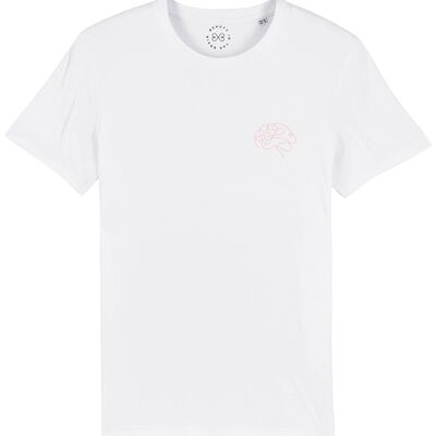 Camiseta de algodón orgánico con estampado de cerebro - - Blanco 14-16