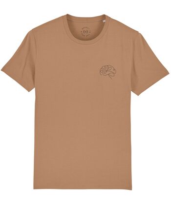 T-Shirt Coton Bio Imprimé Cerveau - Camel 18-20