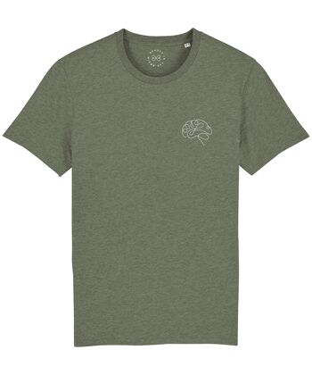 T-Shirt Coton Bio Imprimé Cerveau - Kaki 18-20