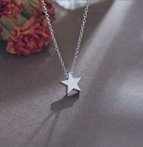 Dainty Star Charm Necklace - Silver Plated