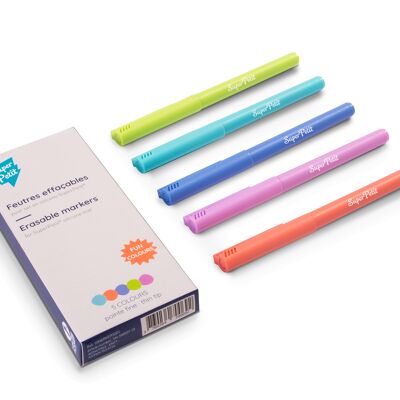 Box of 5 fine tip erasable markers for silicone and whiteboard