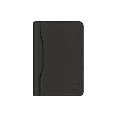 Porta carte di credito a scatto in pelle nera