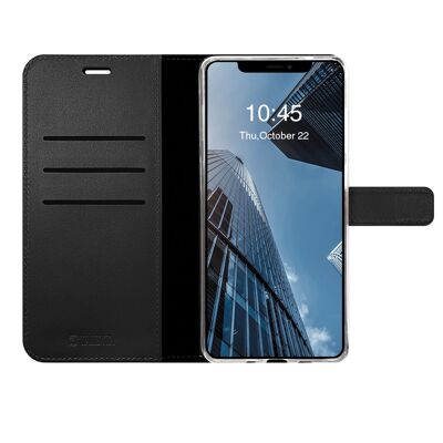 Funda tipo libro de cuero negro - piel de gel para iPhone 11 Pro Max