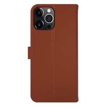 Book Case Leer Bruin iPhone 13 Pro 3