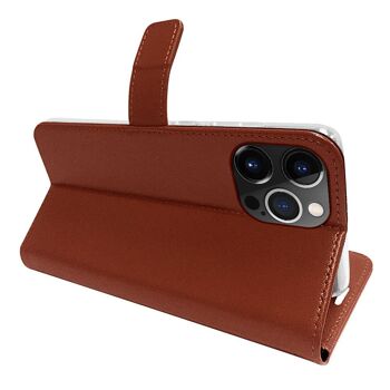 Book Case Leer Bruin iPhone 13 Pro 4