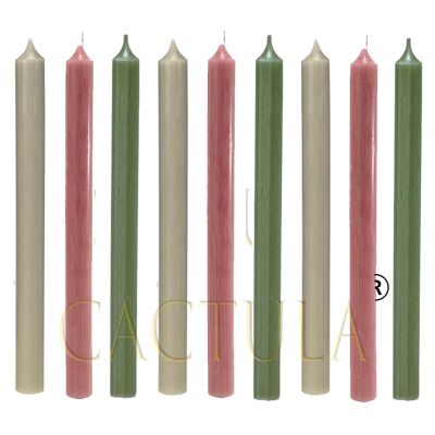 Dinner candles 28 cm 9 PCS in 3 Colors | Dried Flowers