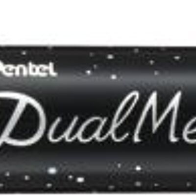 Pentel Dual Metallic Brush XGFH-DAX Zwart - Metallic Rood