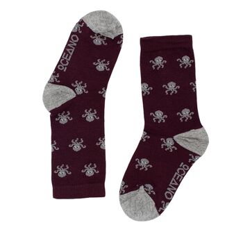 Chaussettes enfant Octopus bordeaux 3