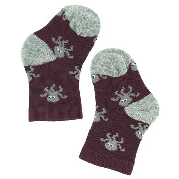 Chaussettes bébé poulpe bordeaux 5