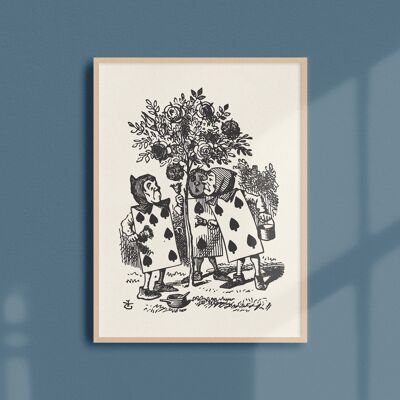 Poster 21x30 - Zwei, Fünf & Sieben malen den Rosenstrauch