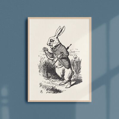 Poster 21x30 - Il coniglio bianco guarda l'orologio