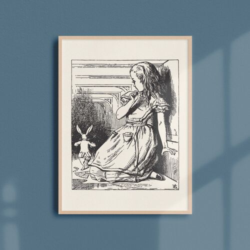 Affiche 21x30 - Alice géante regarde le lapin s'enfuir