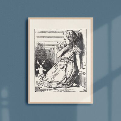 Poster 21x30 - Giant Alice sieht dem Kaninchen beim Weglaufen zu
