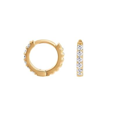 Yellow vermeil White Sapphire Huggie Hoops