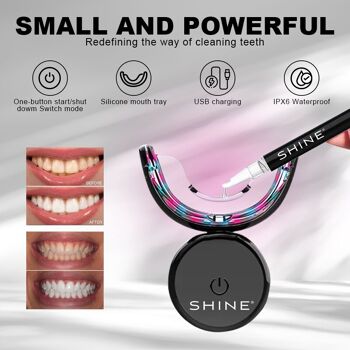 Kit de blanchiment des dents professionnel sans fil, SHINE + 3 x stylo de blanchiment des dents 2