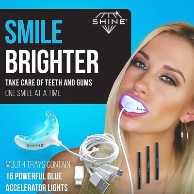 Kit de blanchiment des dents professionnel, SHINE, connexion smartphone + 3 x stylo de blanchiment