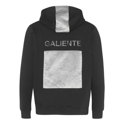 Galiente dark black hoodie with light textured velvet patch