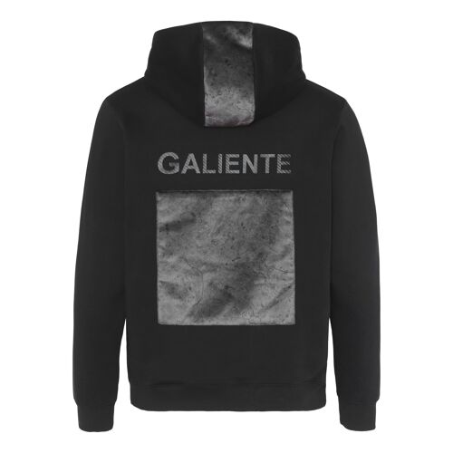 Galiente black hoodie with light textured velvet patch