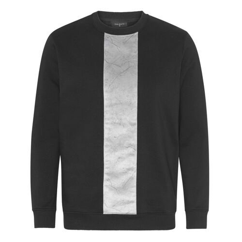 Galiente black sweatshirt with light textured velvet panel