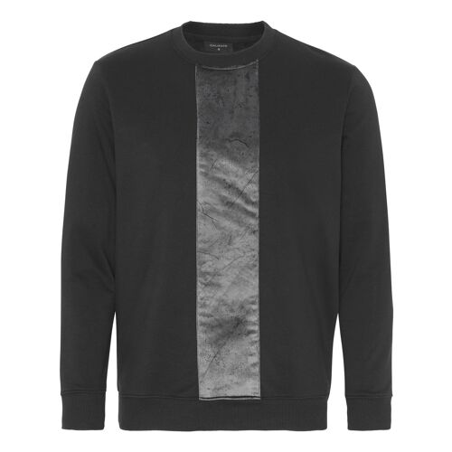 Galiente black sweatshirt with dark textured velvet panel