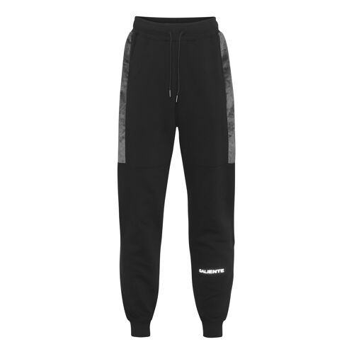 Galiente black sweatpants with dark textured velvet stripe