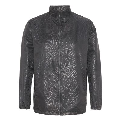 Black track jacket with all over print