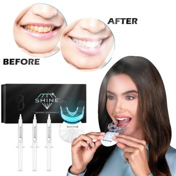 Kit LED de blanchiment des dents professionnel, SHINE + 3 x gels blanchissants 3