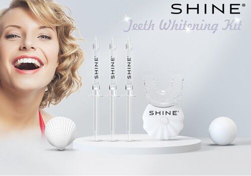 Proffesional Teeth Whitening LED Kit, SHINE + 3 x Whitening Gel Serynges
