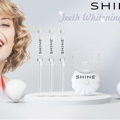 Professionelles LED-Zahnaufhellungsset, SHINE + 3 x Whitening Gel Serynges