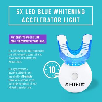 Kit LED de blanchiment des dents professionnel, SHINE + 3 x gels blanchissants 9