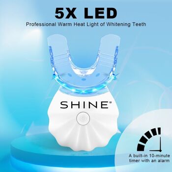 Kit LED de blanchiment des dents professionnel, SHINE + 3 x gels blanchissants 6