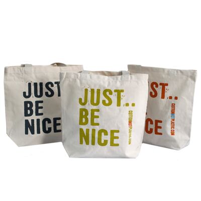 Shopping Bags: Just Be Nice logo  Cotton Bags eco friendly - A	42x11,5x39 (cm), 18,837L, 0,008Kg/Lll Same - Black