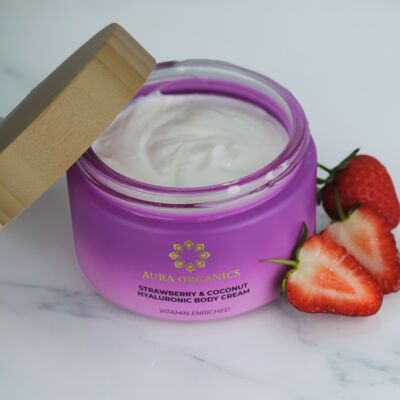 Crema corpo all'acido ialuronico biologico - Fragola e cocco