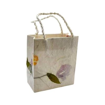 Sacchetto regalo in carta di gelso fiorito Vie Naturals, confezione da 10, 6x7 cm
