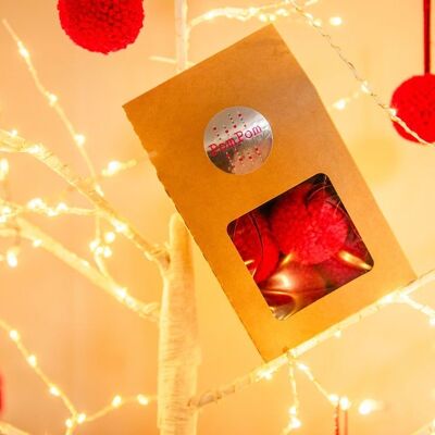 Red Pom Pom Baubles