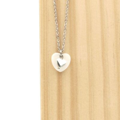 Necklace Paru heart, silver (stainless steel)