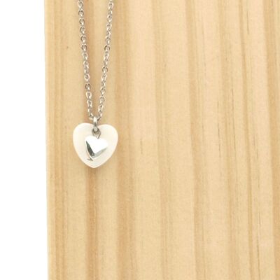 Necklace Paru heart, silver (stainless steel)