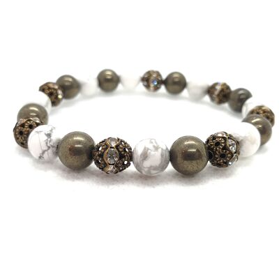 Natural pyrite and howlite bracelet