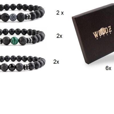 Set of 6 Natural stone bracelets frosted stone beads | beaded bracelets