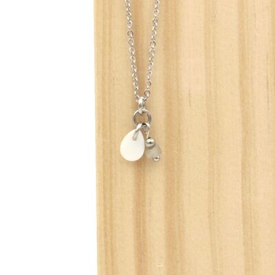 Necklace Paru drop, silver (stainless steel)