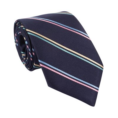 Corbata de seda Asti a rayas multicolores