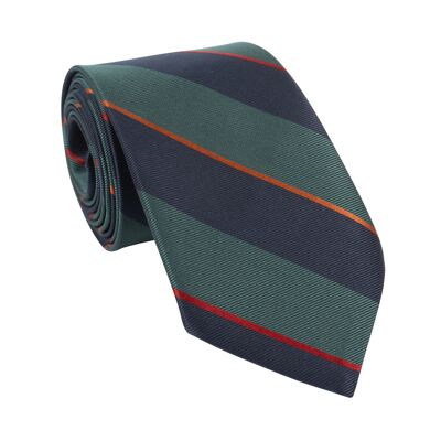 Biella Silk Tie Navy Green Stripes