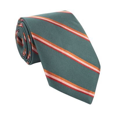 Monza Silk Tie Fern Green Stripes