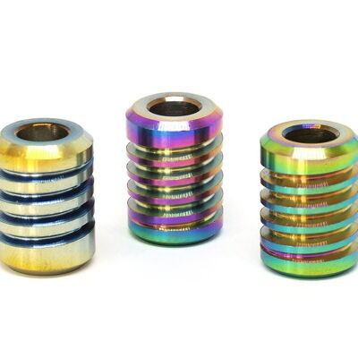 Edelstahl Jet Bead - Rainbow Jet Bead